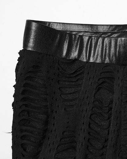 WK-743DDF Womens Apocalyptic Gothic Spliced Mesh Strapping Leggings