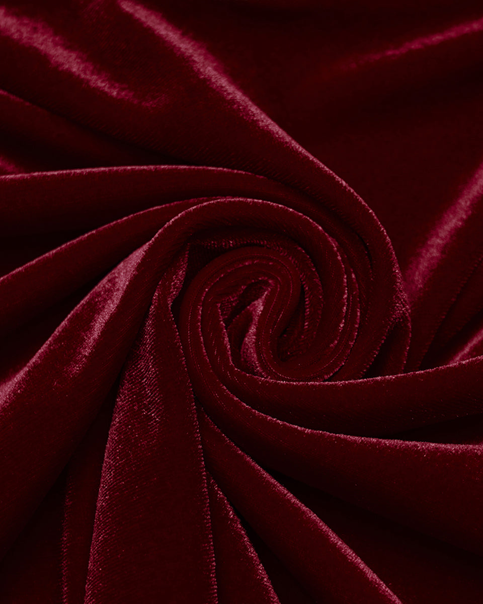 WQ-876BQF Womens Baroque Gothic Rose Embroidered Velvet Fishtail Skirt - Red & Black