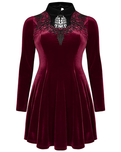 DQ-509 Plus Size Womens Gothic Mini Dress - Red