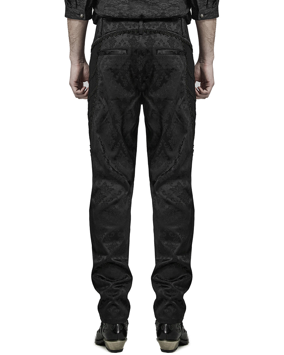 PR-K560-BKM Mens Gothic Aristocrat Jacquard Dress Pants