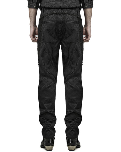 PR-K560-BKM Mens Gothic Aristocrat Jacquard Dress Pants