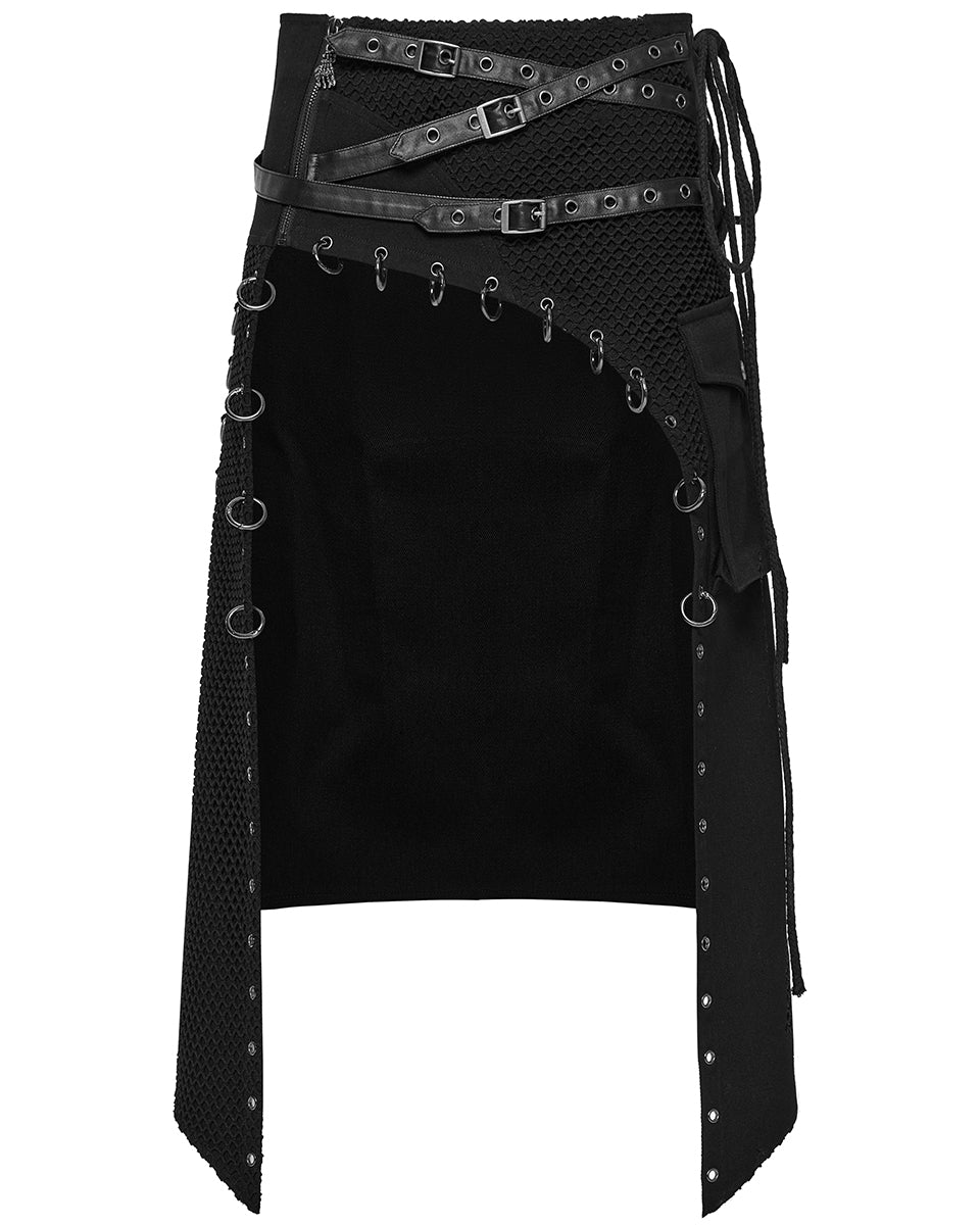 WQ-872BQM-BKM Mens Apocalyptic Gothic Transformer Utility Kilt Skirt