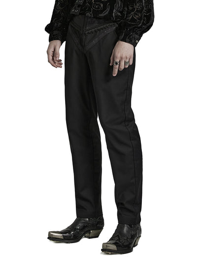 PR-K559-BKM Mens Regency Gothic Jacquard Trim Dress Pants