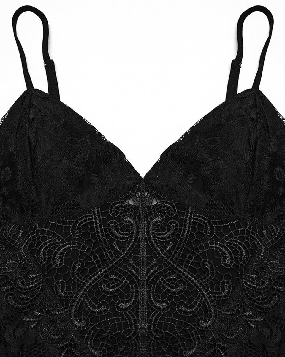OQ-820LQF Daily Life Long Gothic Rose Lace Side Split Maxi Dress