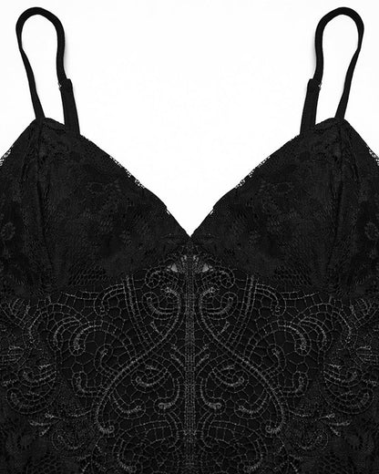 OQ-820LQF Daily Life Long Gothic Rose Lace Side Split Maxi Dress