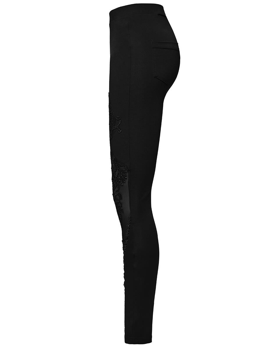 WK-653DDF Womens Gothic Embroidered Lacing Leggings