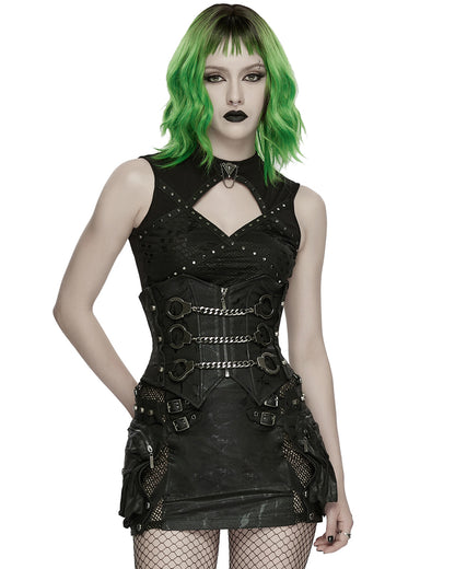 WS-880YDF Womens Apocalyptic Gothic Triple Cuff Waist Cincher Corset Belt