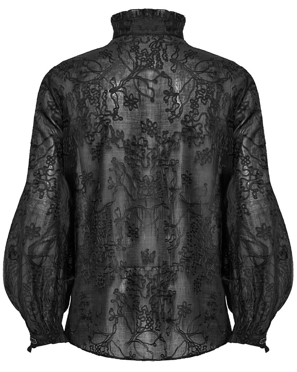 WY-1594CCM-BKM Mens Romantic Gothic Embroidered Chiffon Dress Shirt