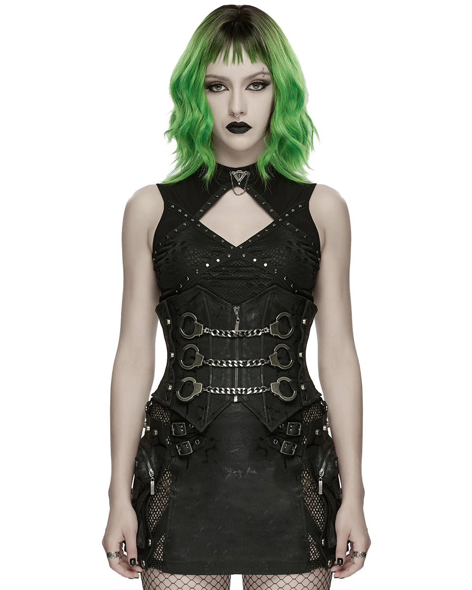 WS-880YDF Womens Apocalyptic Gothic Triple Cuff Waist Cincher Corset Belt