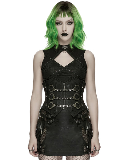 WS-880YDF Womens Apocalyptic Gothic Triple Cuff Waist Cincher Corset Belt