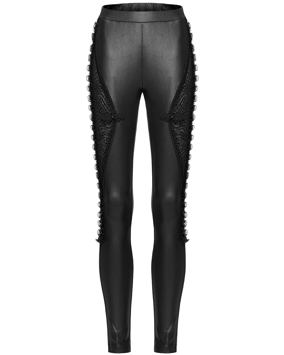 PR-WK-574DDF-BKF Womens Gothic Mesh Inset Leggings