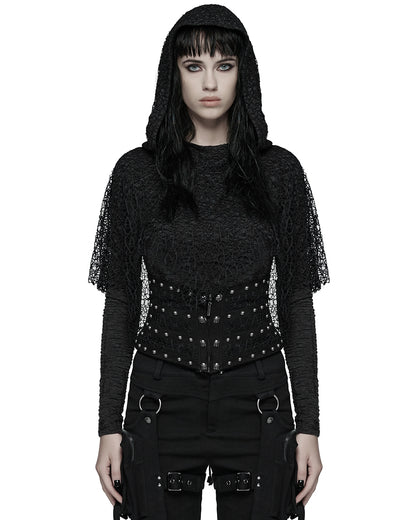 WS-782YDF Womens Apocalyptic Gothic Skull Studded Webbing Waist Cincher Corset Belt