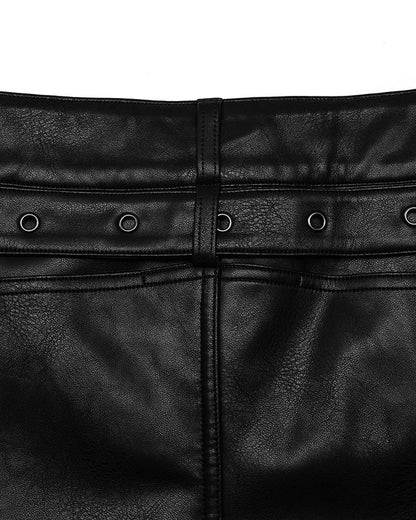 PR-WK-583PCM-BKM Black Parade Mens Faux Leather Military Pants