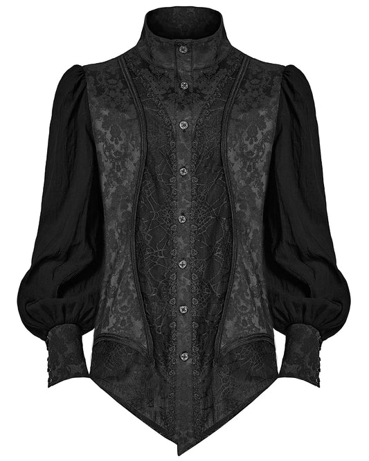 PR-Y1483-BKM Mens Sinisteria Gothic Jacquard & Spider Web Dress Shirt
