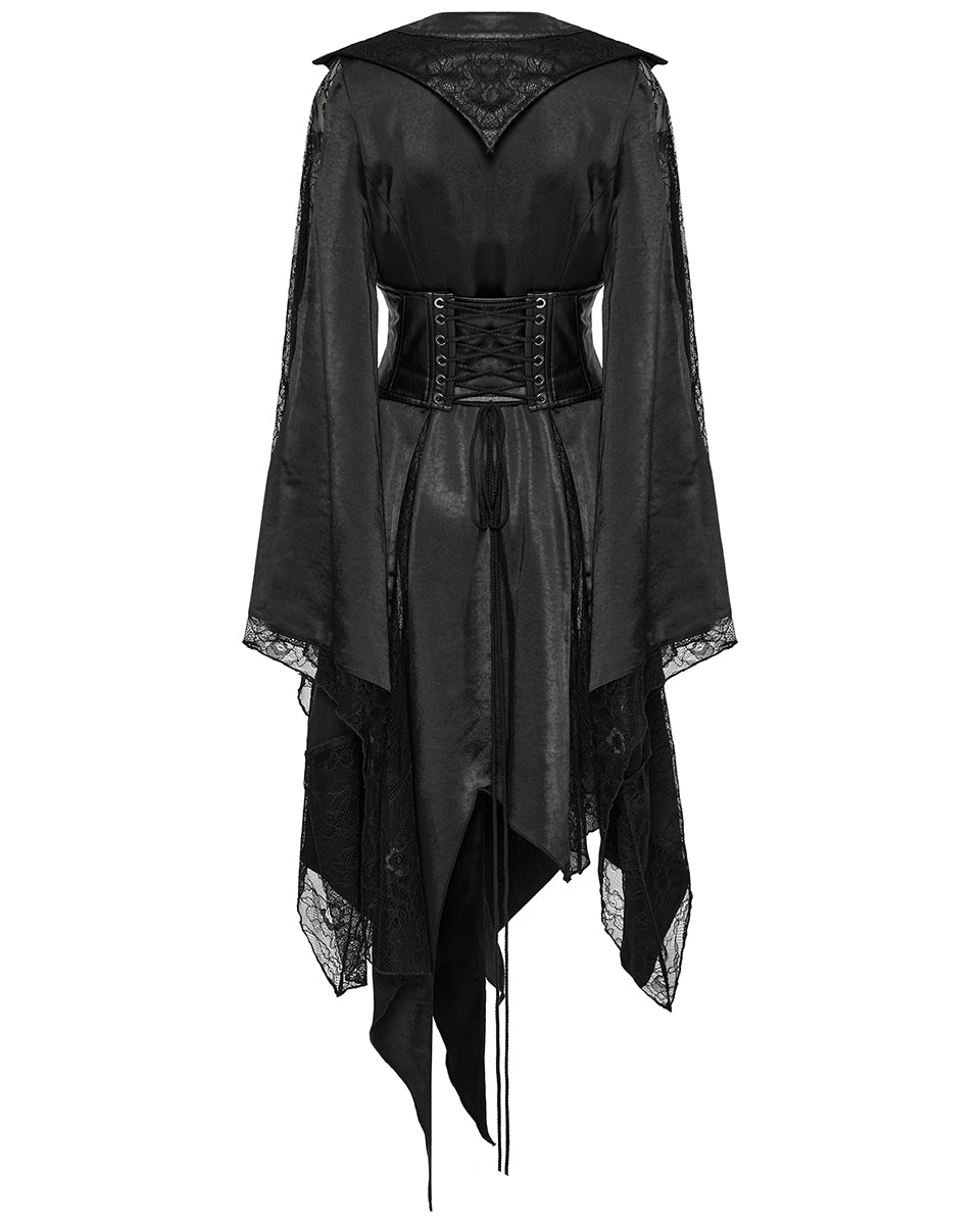 WY-1723XCF-BKF Womens Dark Gothic Lolita Lace Inset Kinono Dress Jacket