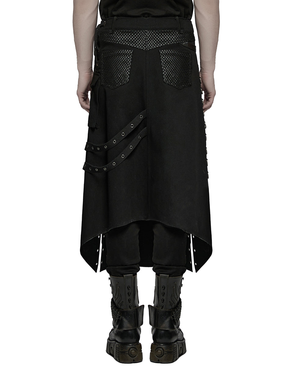 WQ-872BQM-BKM Mens Apocalyptic Gothic Transformer Utility Kilt Skirt