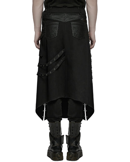 WQ-872BQM-BKM Mens Apocalyptic Gothic Transformer Utility Kilt Skirt