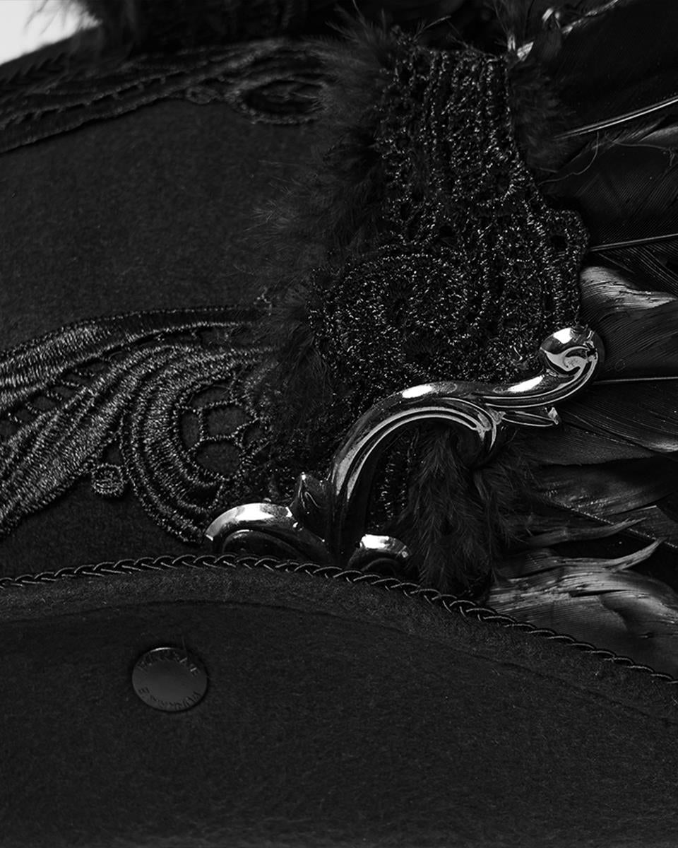 WS-805MZ Unisex Gothic Dark Demon Feathered Wings Tricorn Hat