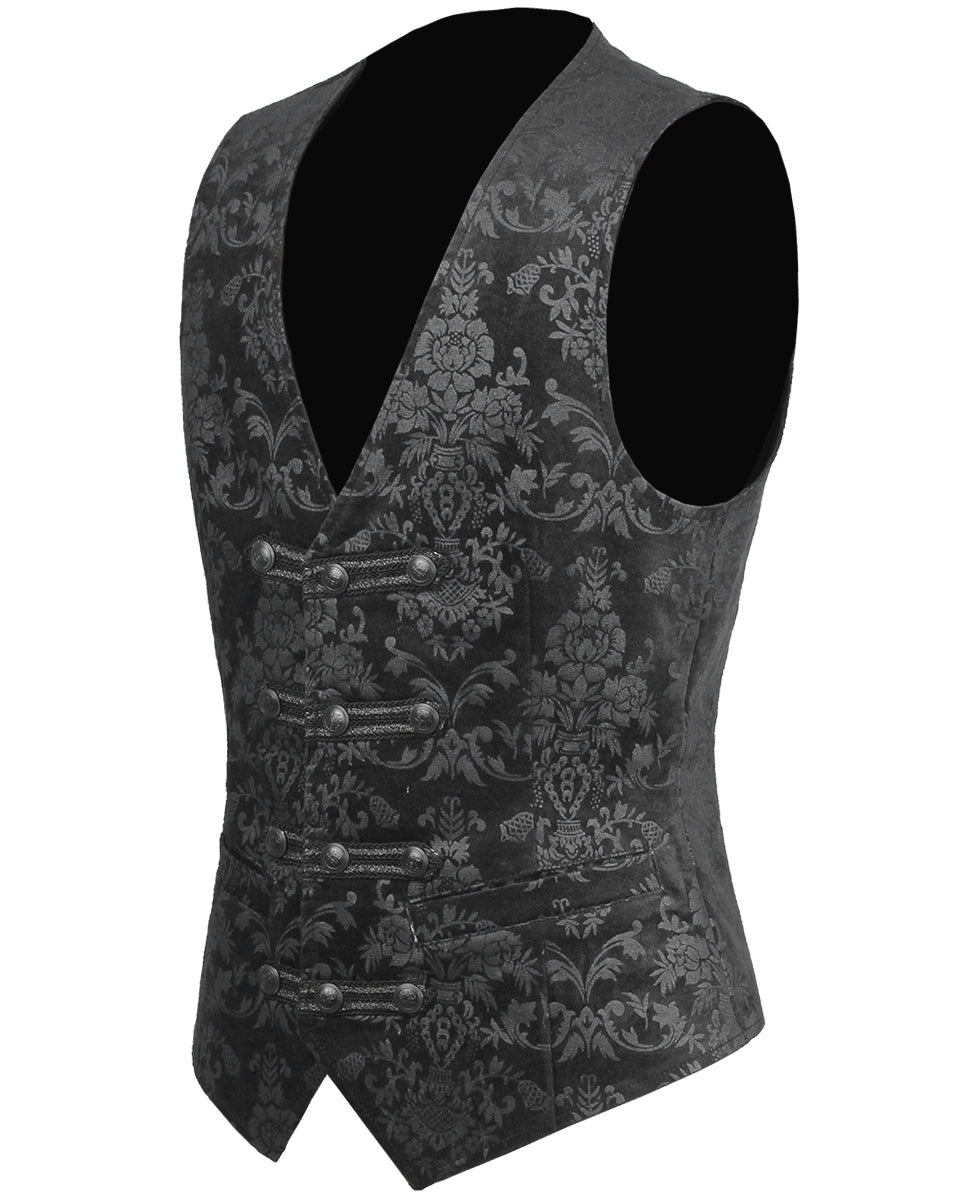 Y-452 Alcazar Mens Waistcoat Vest - Black Damask