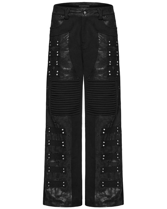 WK-713XCM-BKM Mens Apocalyptic Punk Studded Dark Street Pants