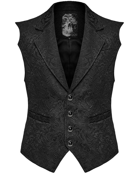 WY-1601MJM-BKM Mens Gothic Aristocrat Embossed Jacquard Waistcoat Vest