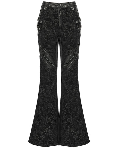 WK-729XCF-BKF Womens Baroque Gothic Rose Flared Pants