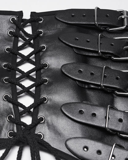 WS-852YDM Mens Apocalyptic Gothic Faux Leather Buckled Strapping Corset Girdle Belt