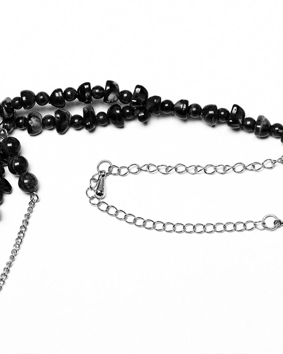 WS-781LHF-BKF Womens Gothic Beaded Crucifix Cross Necklace