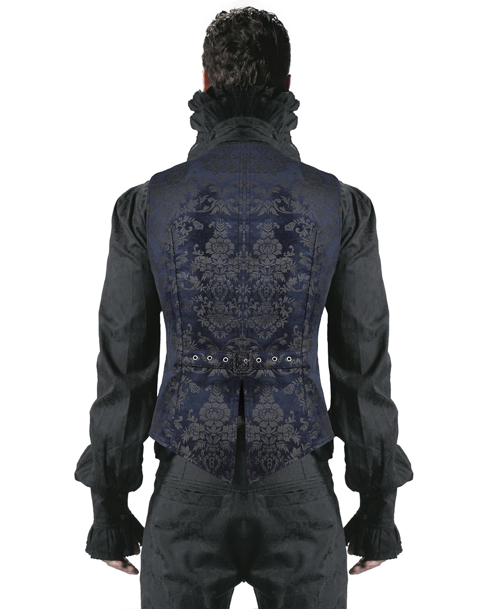 Y-452 Alcazar Mens Waistcoat Vest - Blue Damask