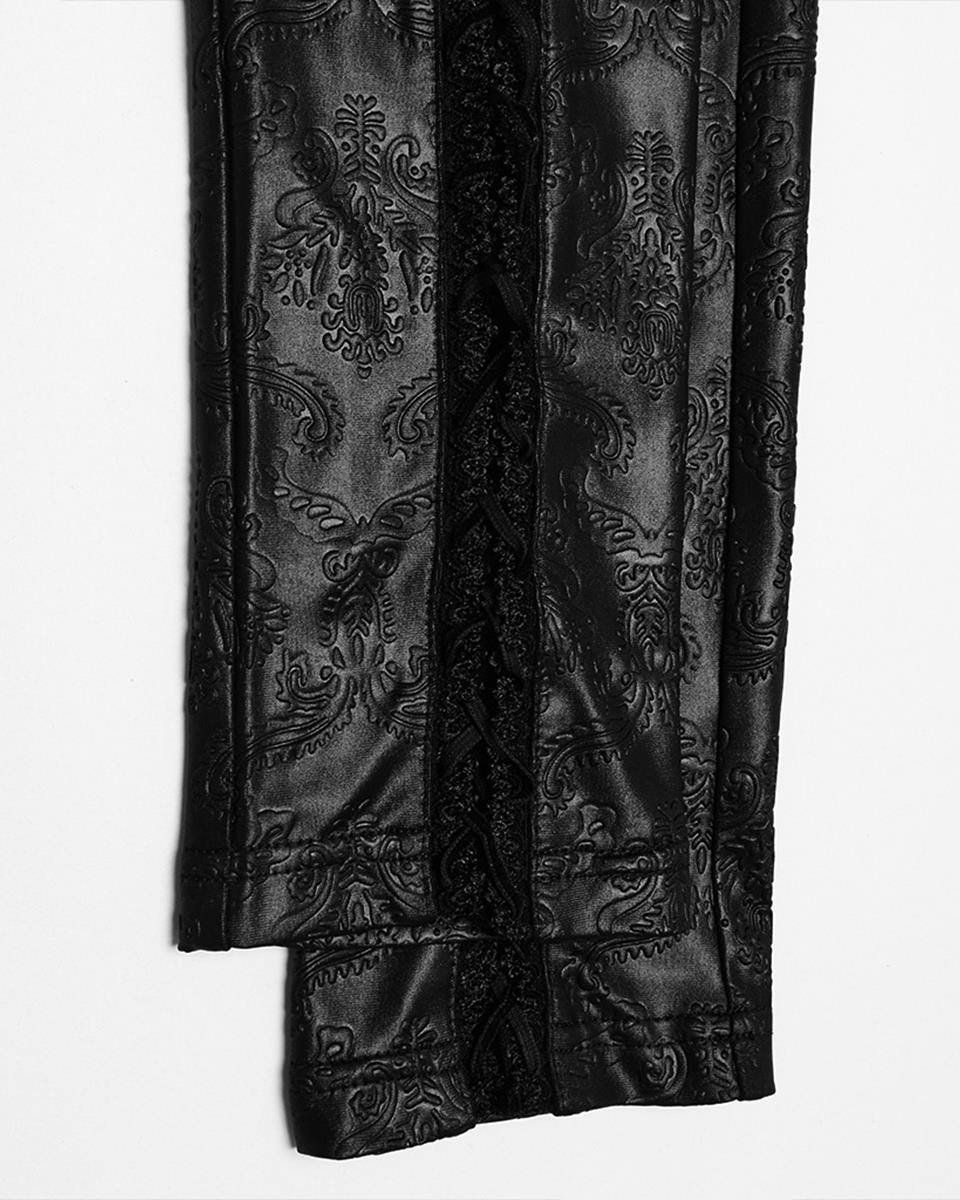 OK-711DDF Daily Life Womens Embossed Baroque Gothic Damask Butterfly Leggings