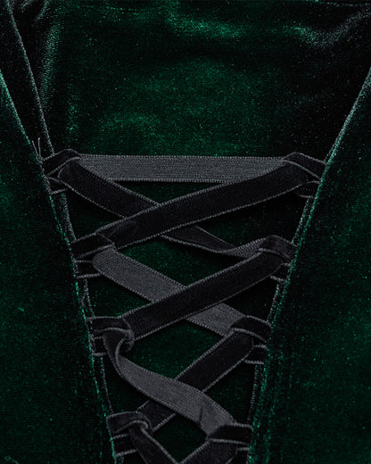 OQ-780DQF-GRF Daily Life Gothic Gradient Velvet Mini Dress - Green & Black