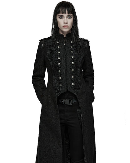 WY-1827XCF Womens Long Gothic Aristocrat Woolen Winter Military Coat