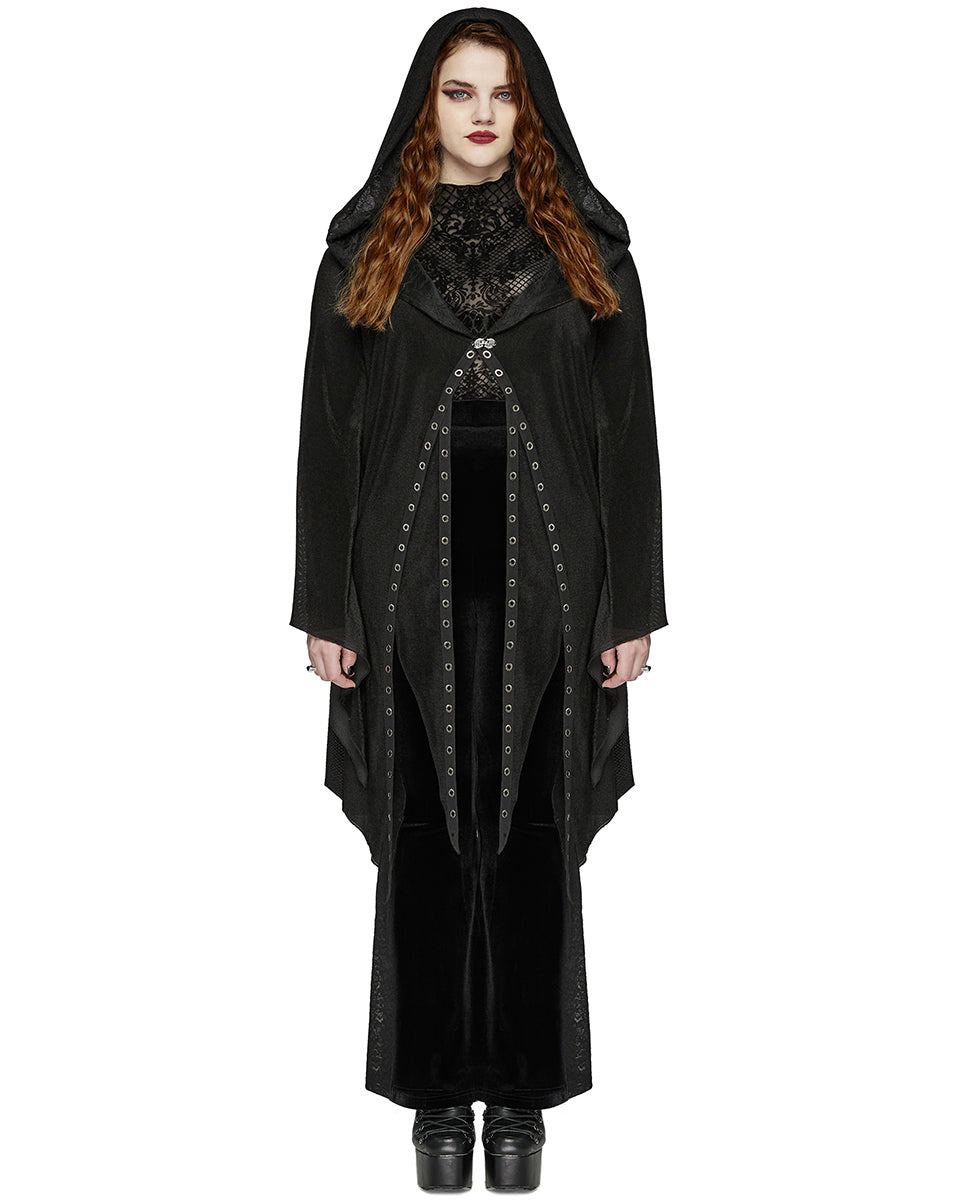 DY-1627XCF Plus Size Womens Gothic Witch Layered Mesh Hooded Cardigan