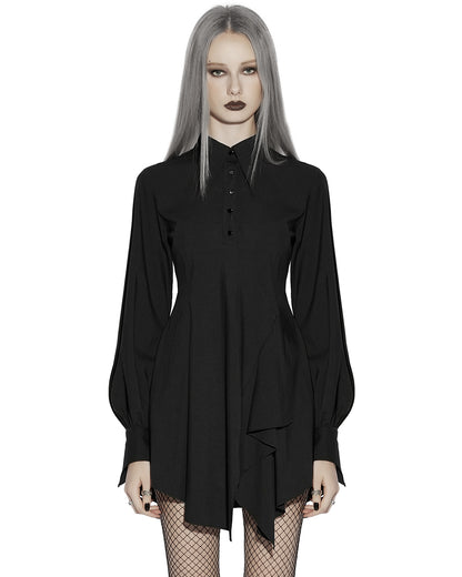 PR-OPQ-934LQF-BKF Daily Life Womens Gothic Witch Asymmetric Shirt Dress