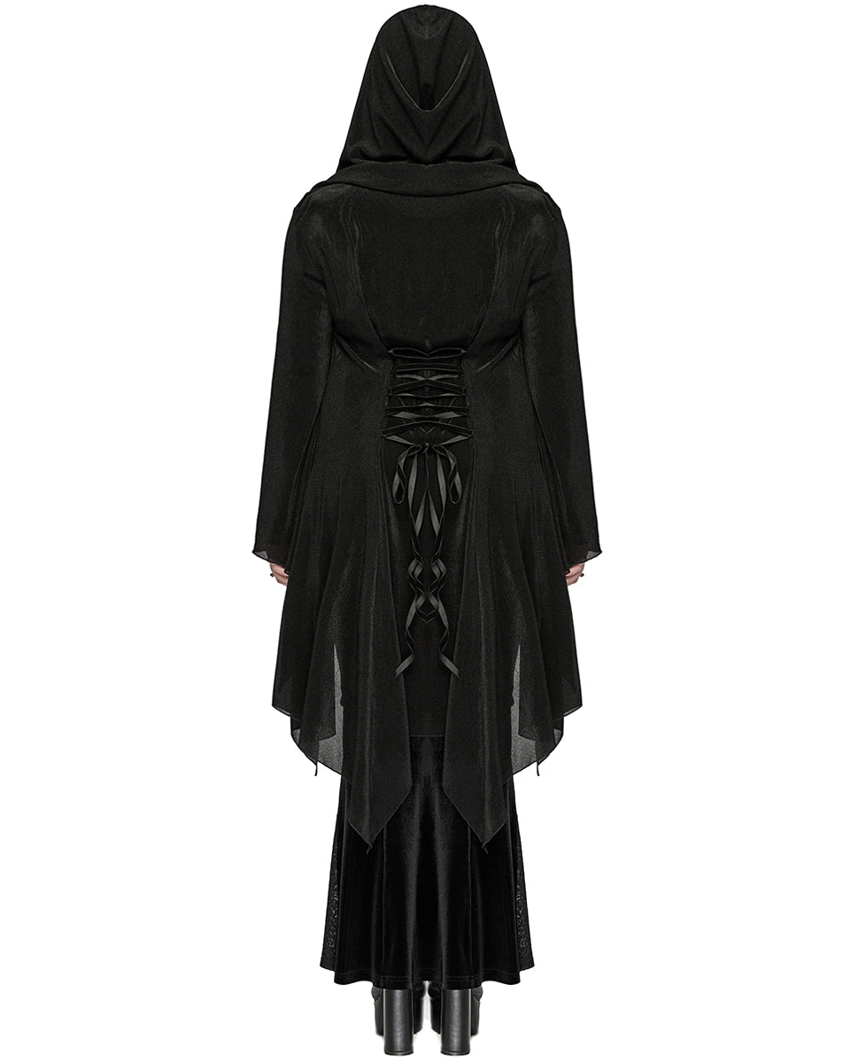 DY-1627XCF Plus Size Womens Gothic Witch Layered Mesh Hooded Cardigan