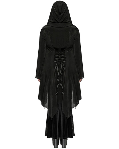 DY-1627XCF Plus Size Womens Gothic Witch Layered Mesh Hooded Cardigan