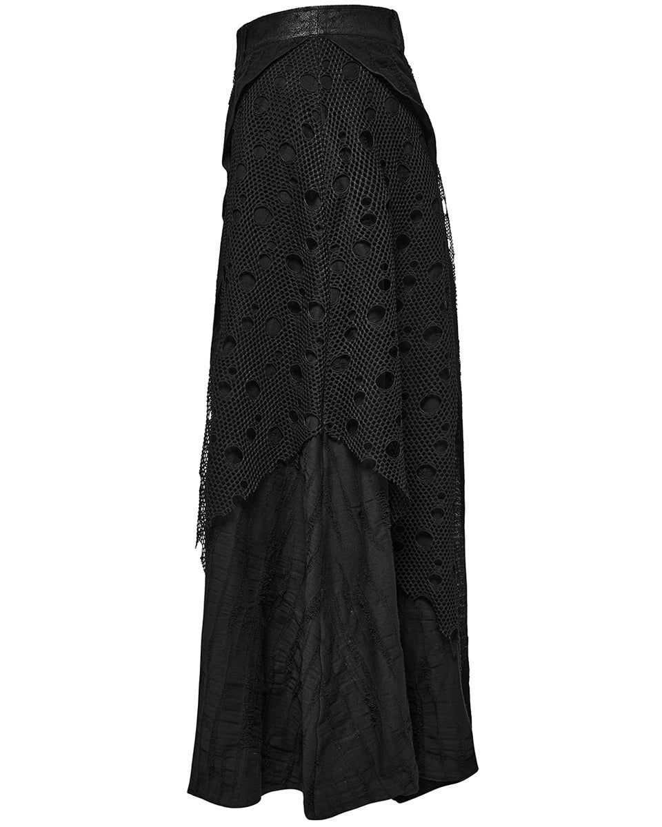 PR-WQ-652BQM-BKM Mens Long Apocalyptic Punk Skirt