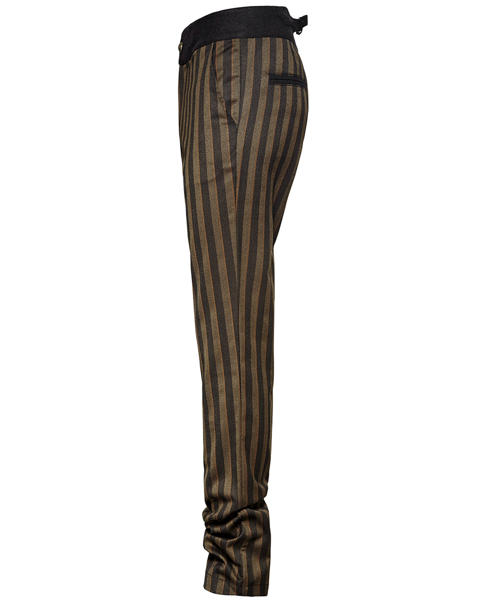 Algernon Mens Pants - Brown & Black Stripe