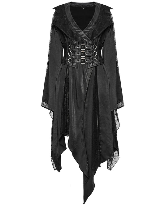 WY-1723XCF-BKF Womens Dark Gothic Lolita Lace Inset Kinono Dress Jacket