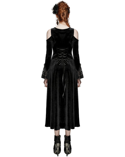 PR-DQ-664LQF-BKF Gorgeous Baroque Gothic Velvet & Lace Maxi Dress - Extended Size Range