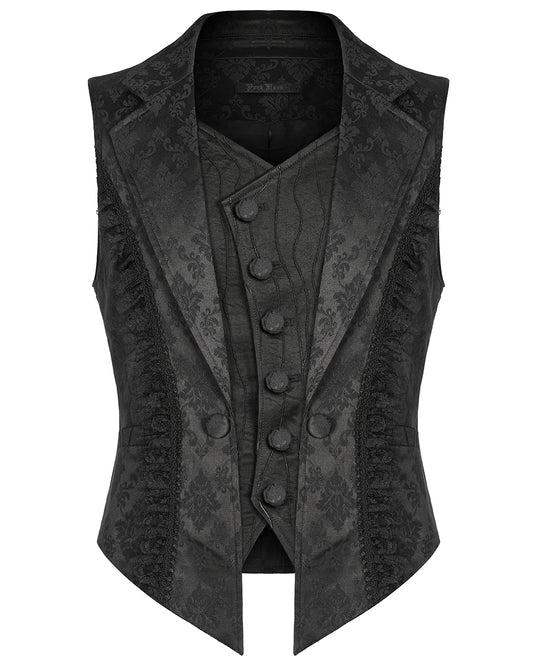PR-Y1469-BKM Mens Dark Gothic Aristocrat Jacquard Waistcoat Vest - Victorian Damask