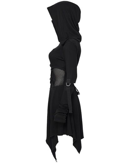 WQ-902LQF Womens Apocalyptic Gothic Hooded Mini Dress