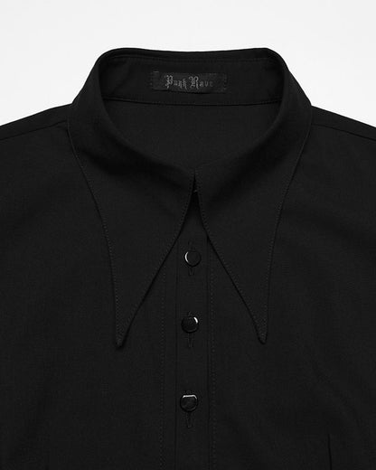 PR-OPQ-934LQF-BKF Daily Life Womens Gothic Witch Asymmetric Shirt Dress