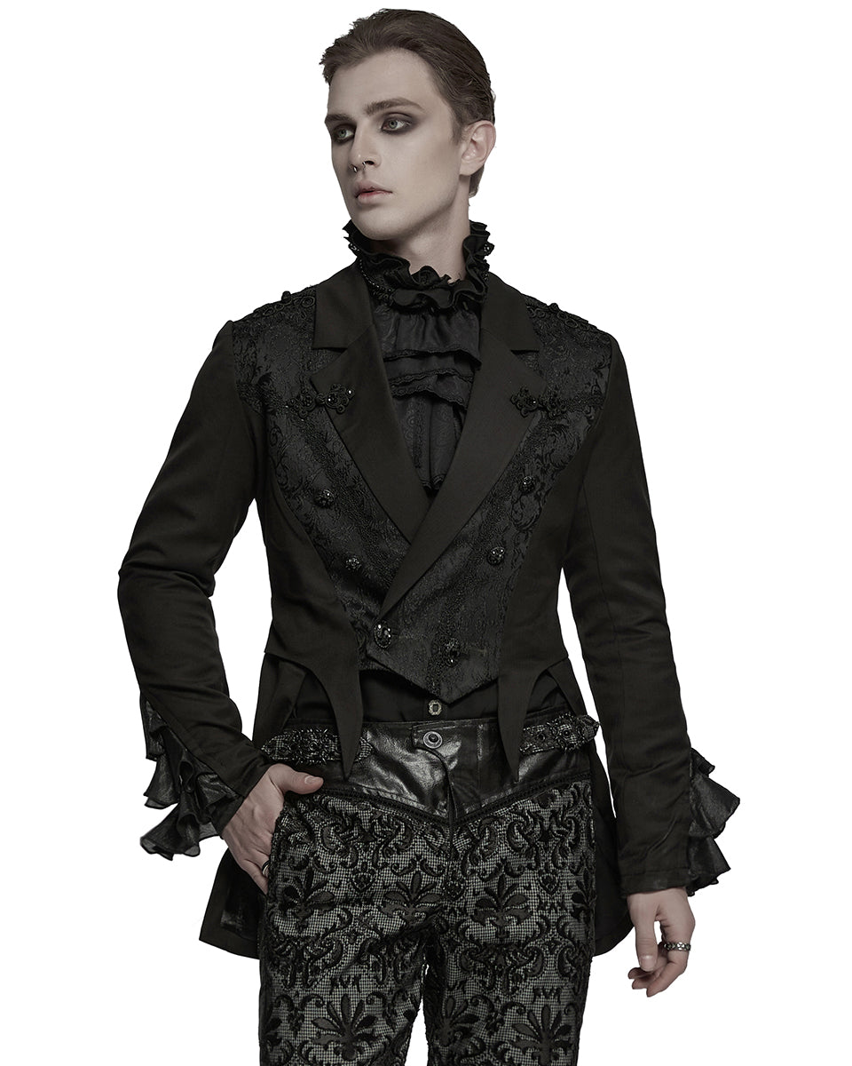 WY-1791LDM Mens Elegant Gothic Gentleman Embroidered Tailcoat Dress Jacket