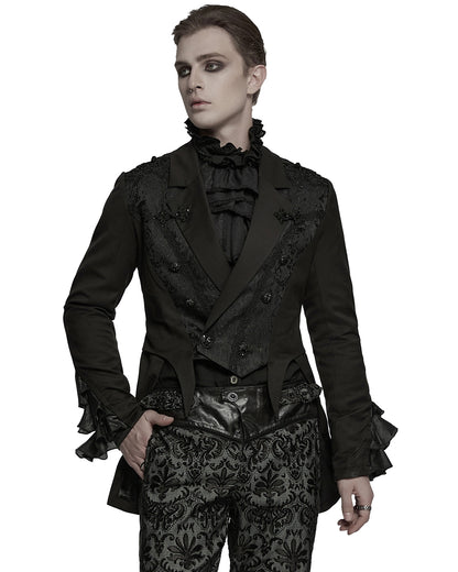 WY-1791LDM Mens Elegant Gothic Gentleman Embroidered Tailcoat Dress Jacket