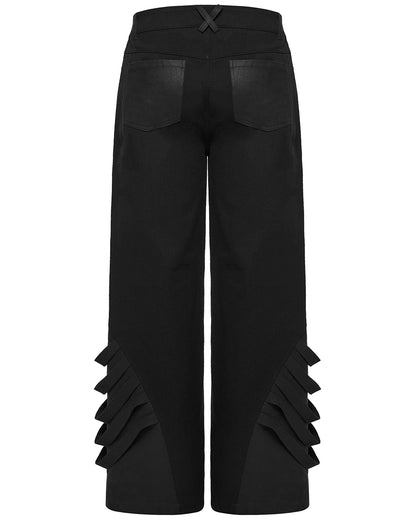 PR-WK-796XCM-BKM Mens Dark Gothic Cyberpunk Wide-Leg Strapping Pants