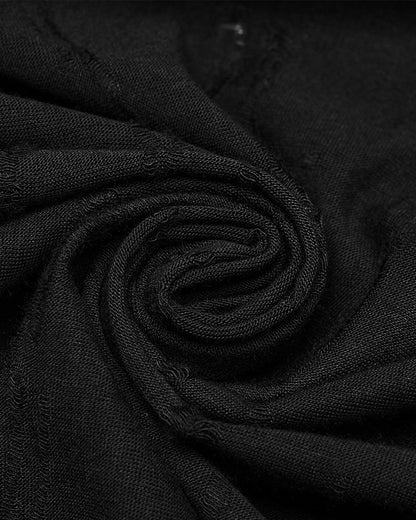 OQ-787BQF Daily Life Apocalyptic Gothic Broken Knit & Mesh Fishtail Maxi Skirt