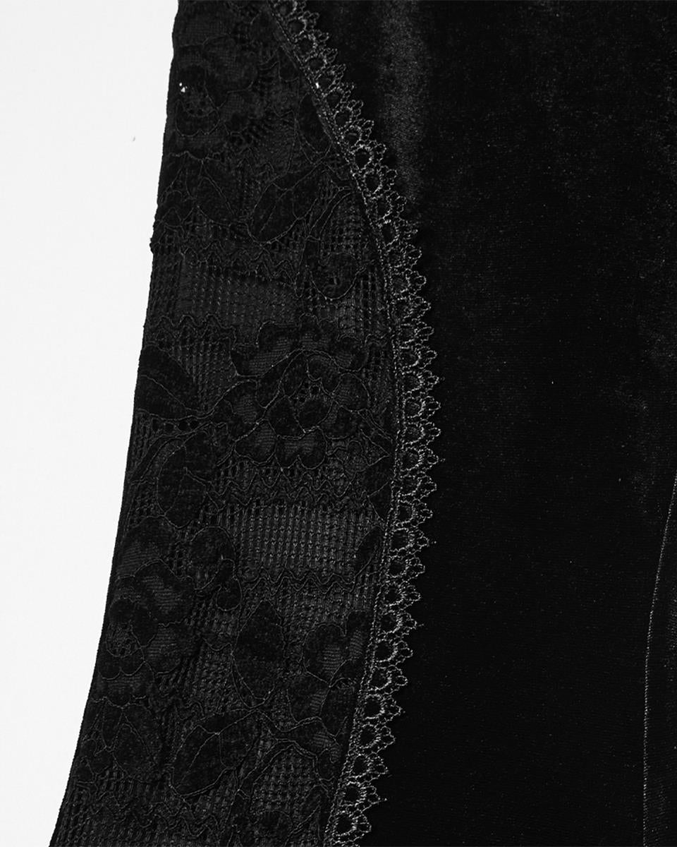 WK-745XCF-BKF Womens Gothic Velvet & Lace Flared Leggings