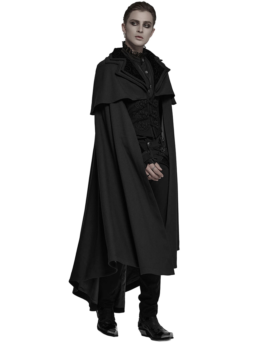WY-1810DPM-BKM Mens Salazar Regency Gothic Vampire Cloak - Black