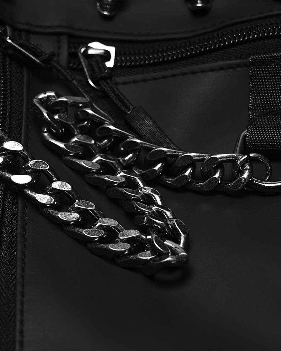 WS-868BB Unisex Cyberpunk Chained Skull Studded Hip Bag Waist Pack Belt